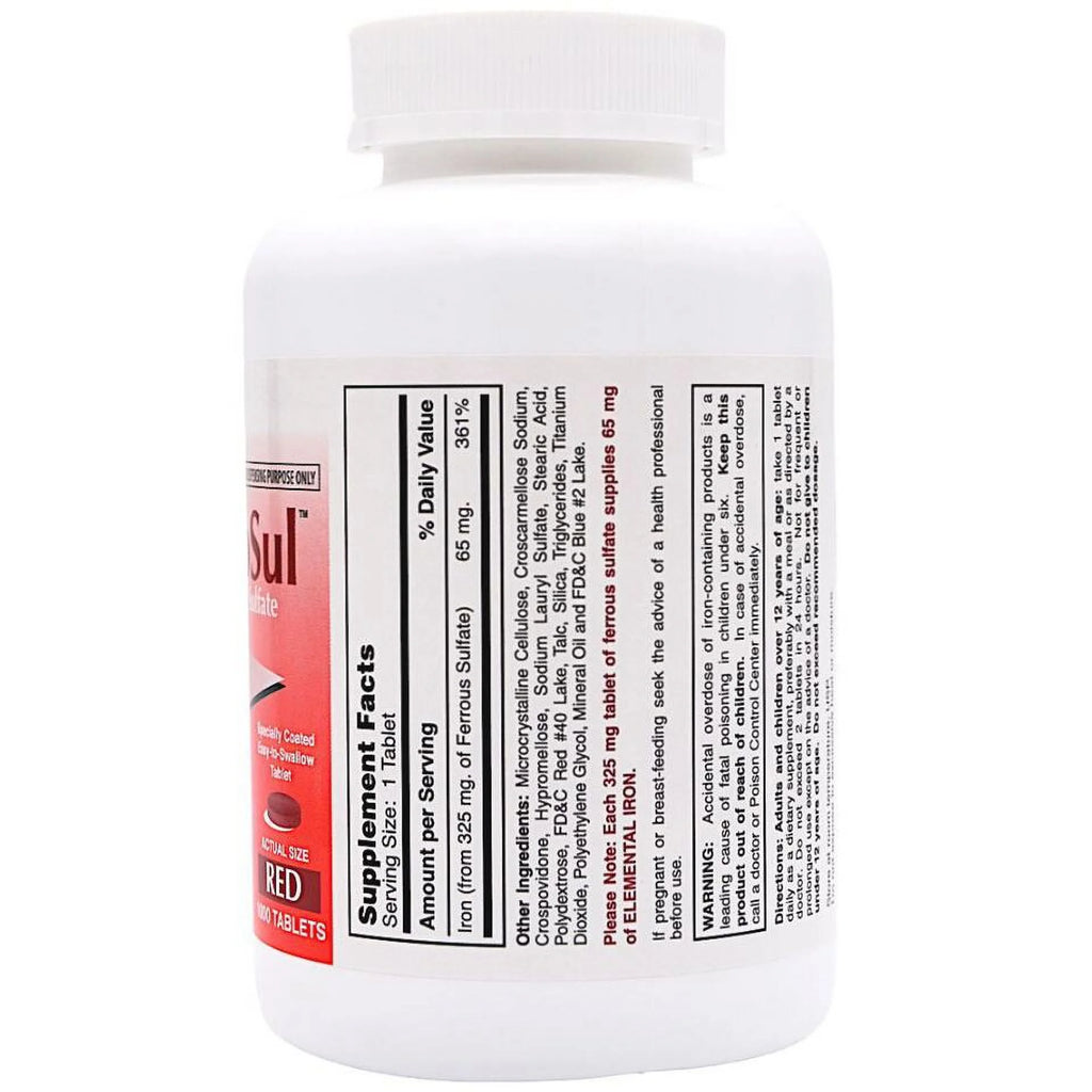 FeroSul Ferrous Sulfate Iron Supplement 325 mg, 1000 Tablets P32619