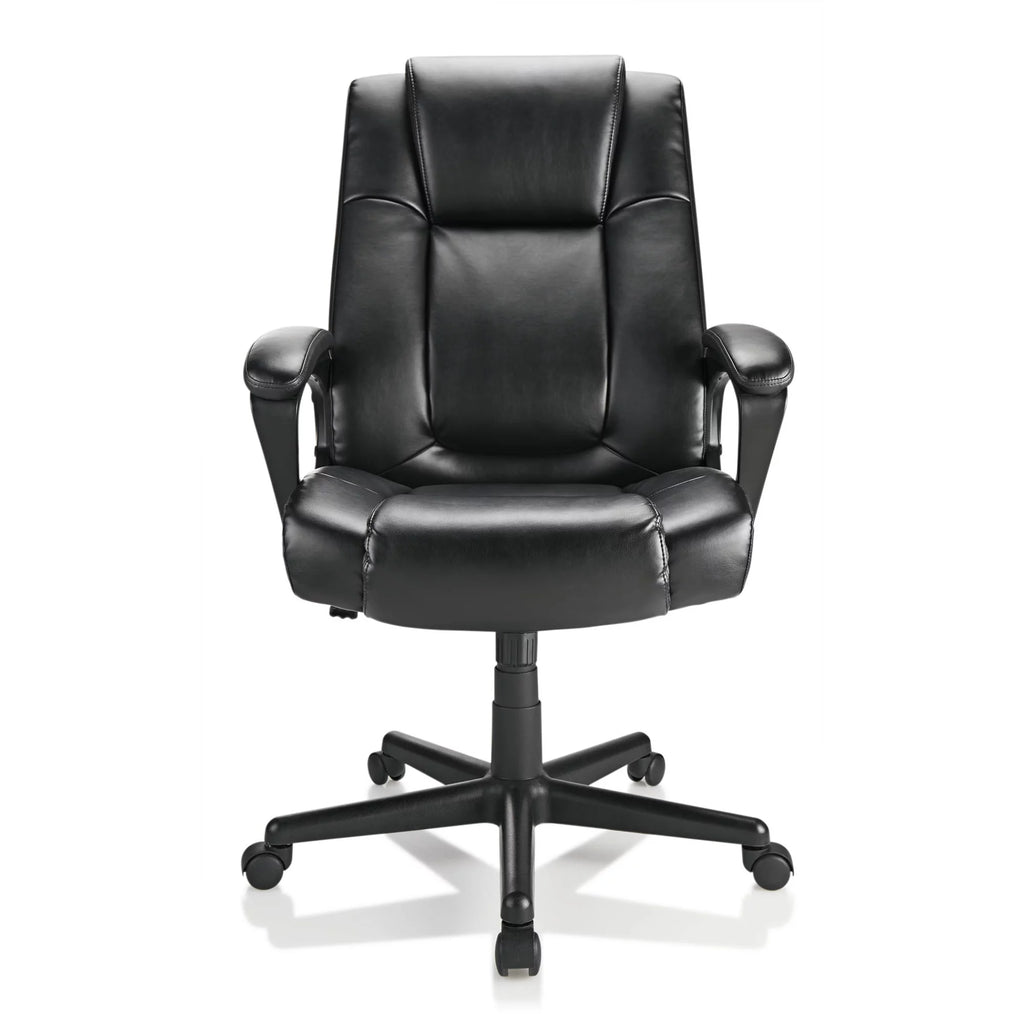 Realspace Hurston Bonded Leather High-Back Executive Chair, Black F64468