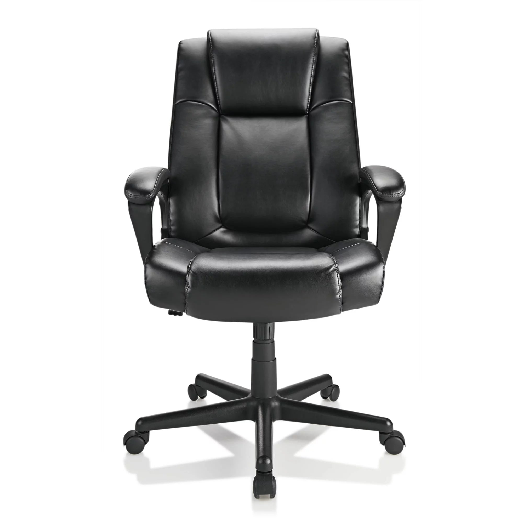 Realspace Hurston Bonded Leather High-Back Executive Chair, Black F64468