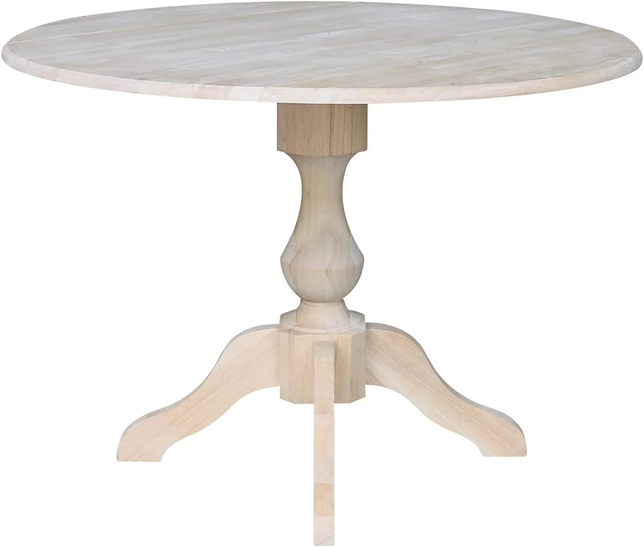 Round Dual Drop Leaf Pedestal Dining Table, Unfinished X20489