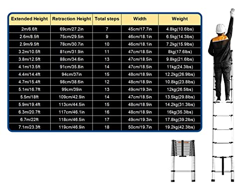 Telesladder Silver Telesextension Ladder, 14.4Ft, Step Ladder for Tall Buildings S21631