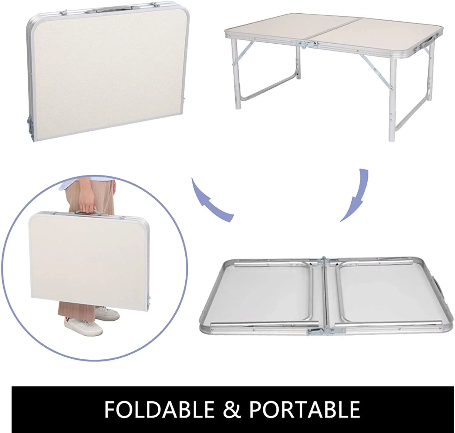 Aluminum Camping Folding Table, Height Adjustable Portable A405279