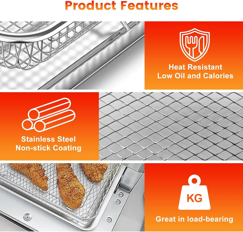 Cuisinart TOA-28 AFR-25 Air Fryer Tray Replacement, 10.7 x 9.8" Non-stick Mesh Basket F318