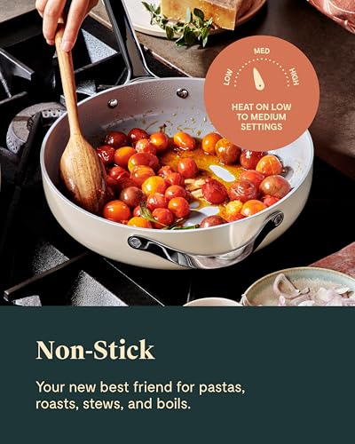 Caraway Nonstick Ceramic Sauté Pan with Lid 4.5 qt, Gray P63305