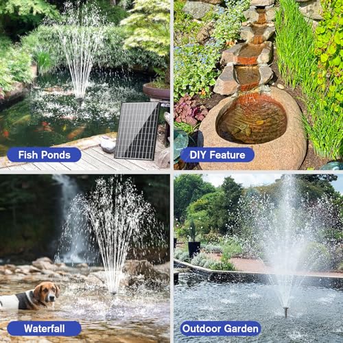 POPOSOAP 30W Solar Pond Pump with Adjustable Flow, Diverter Valve & 6.6 FT Tubing Y319382