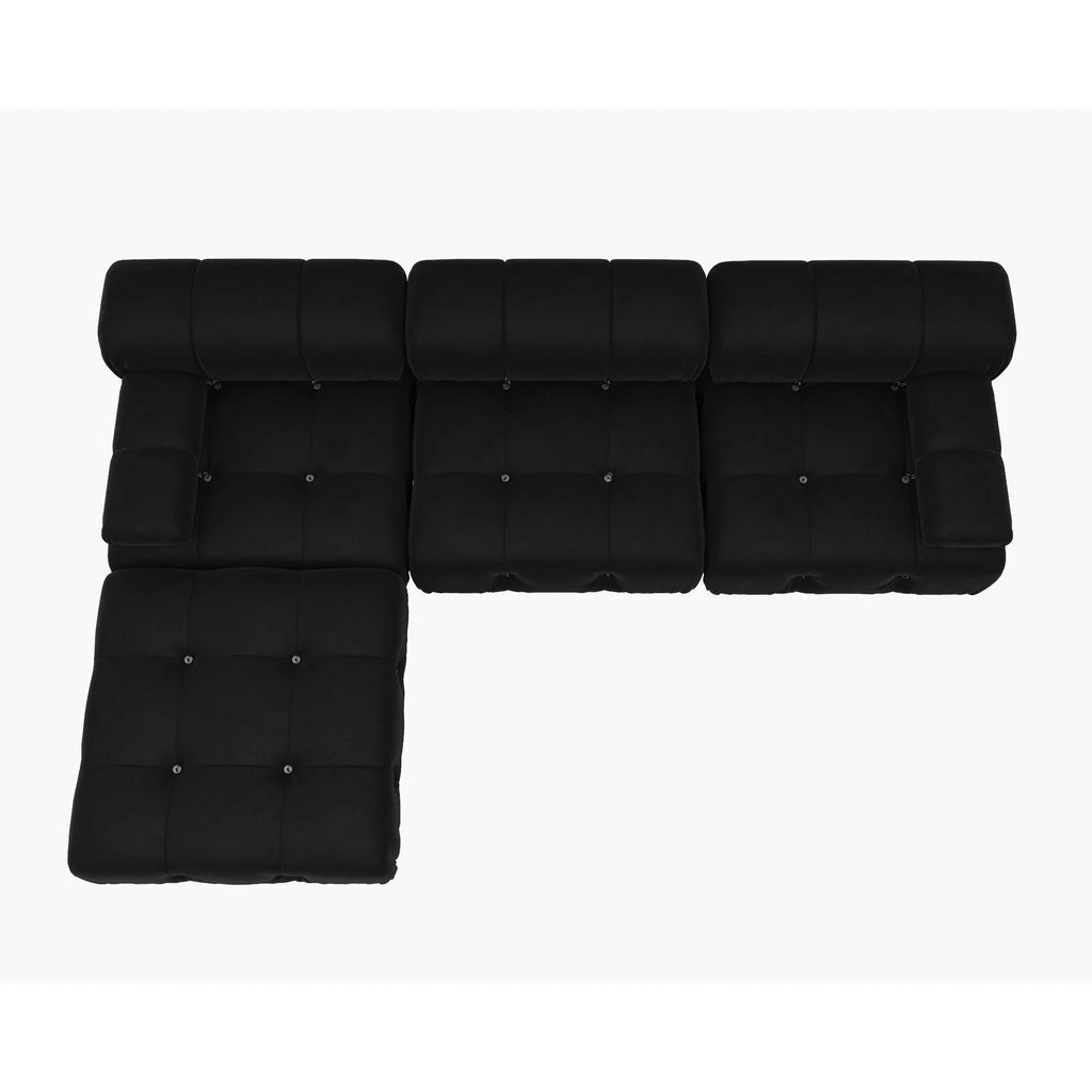 Black Modular Sectional Sofa Velvet L-Shape V904259