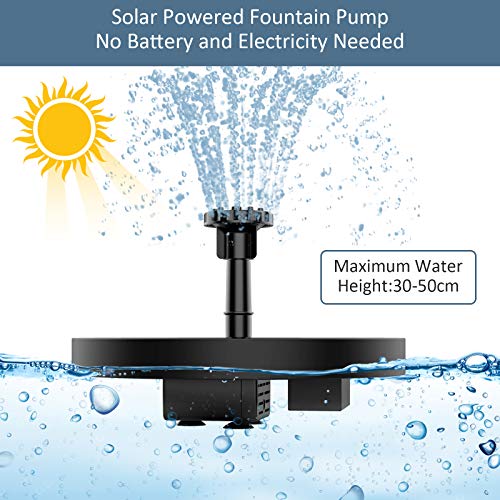 AISITIN Solar Bird Bath Fountain with 6 Nozzles and Brackets P6565