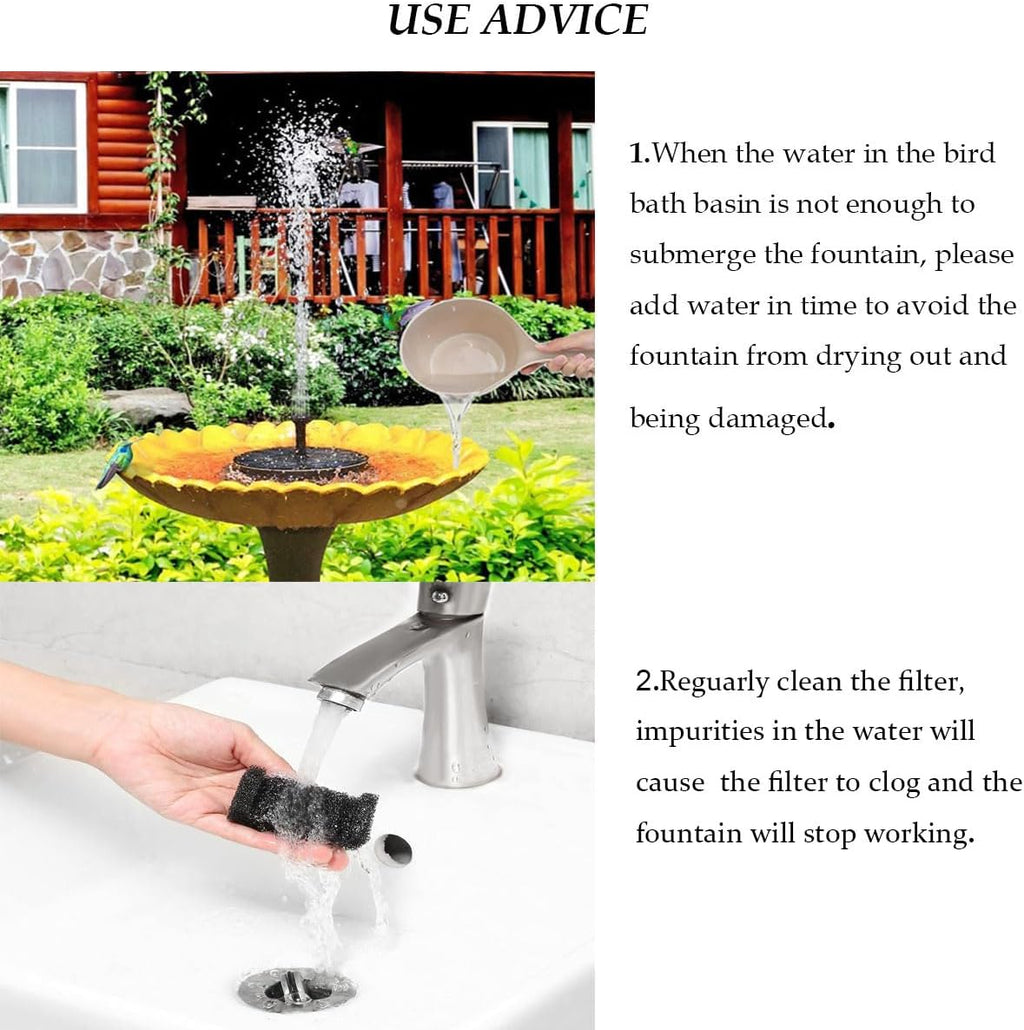Solar Fountain Water Pump for Bird Bath, 1.5W Free Standing Panel Kit L300
