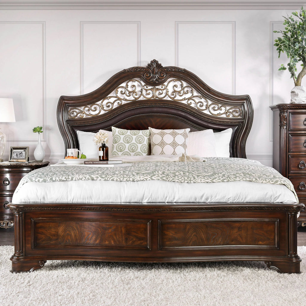 Furniture of America Davidson Wood Panel Bed Queen Brown Cherry H3081
