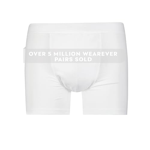 Wearever Men’s Incontinence Trunk Style Boxer Brief for Bladder Control with Regular Absorbency - Reusable & Washable Leak Proof Underwear for Men (Single Pair) (White) (L) (Waist 38-40)
