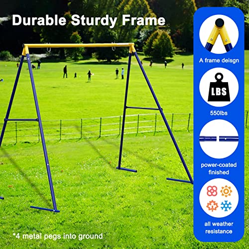 Saucer Tree Swing with A Frame Stand for Kids Outdoor Backyard E251