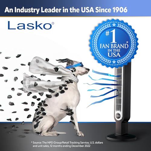 Lasko 42" Portable Outdoor Tower Fan with Bluetooth, Black B843