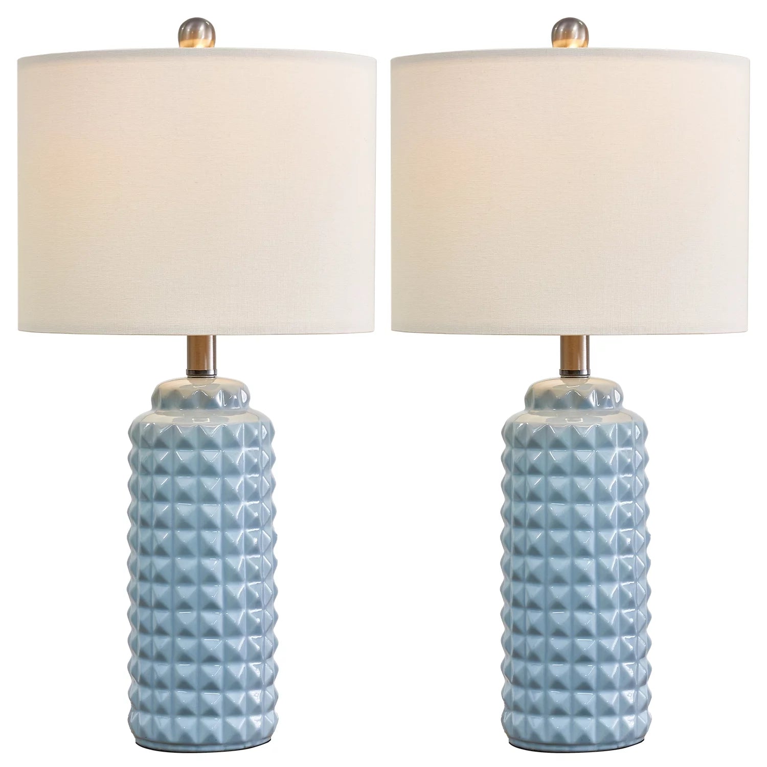 Oneach Ceramic Table Lamp Set of 2 Light Blue 24.5" for Living Room Bedroom K1744