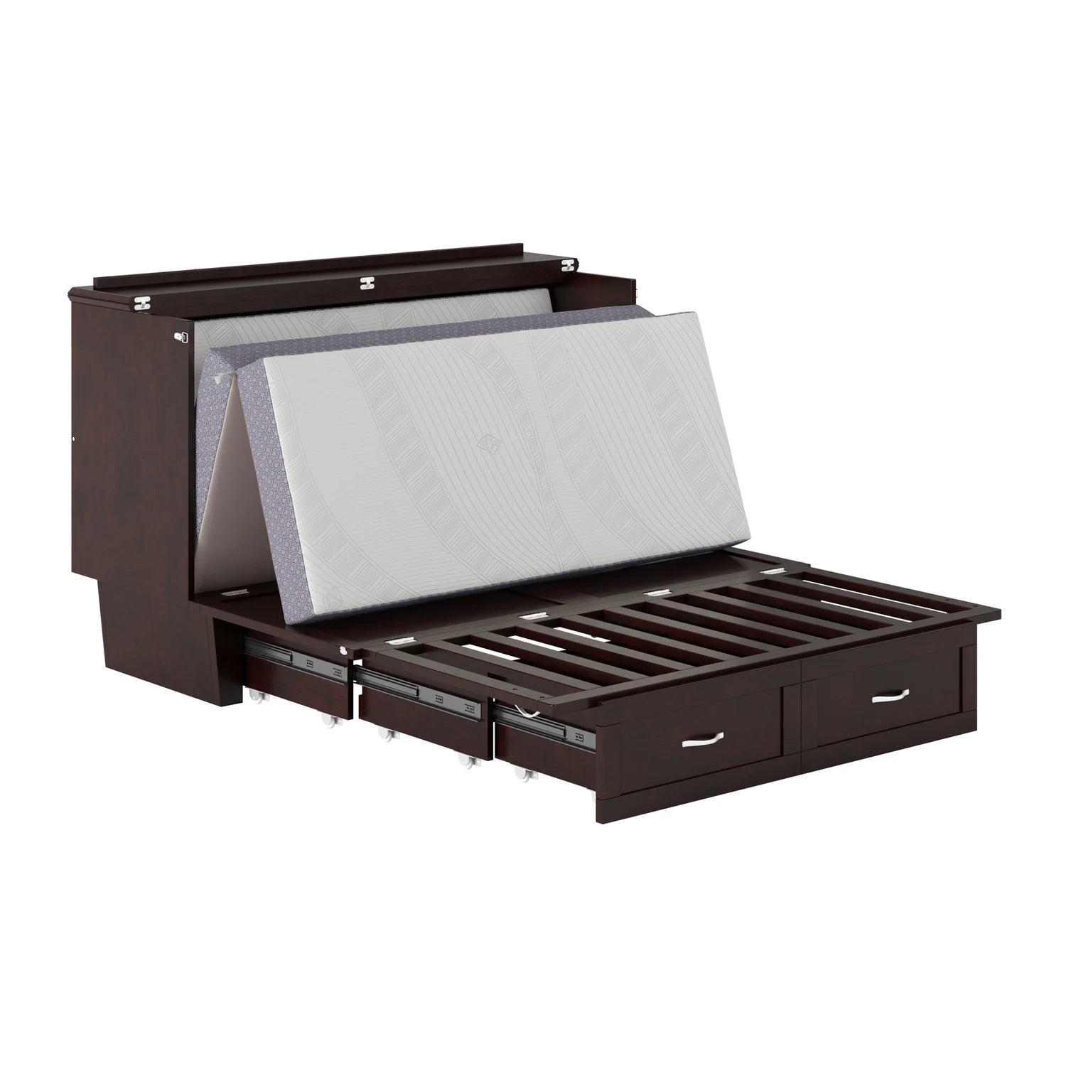 AFI Chelsea Queen Solid Wood Murphy Bed Chest with Mattress Espresso I253004