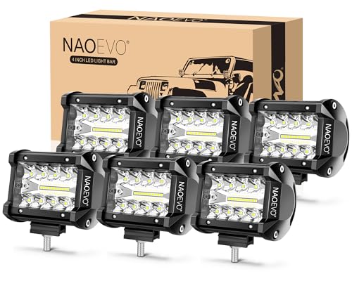 NAOEVO 4 inch LED Pod Lights, 240W 24,000LM LED Fog/Driving/Off Road Lights LED Light Bar with Spot Flood Combo, LED Cube Work Lights for Truck Boat ATV UTV Pickup Jeep, 4 Pcs (White)