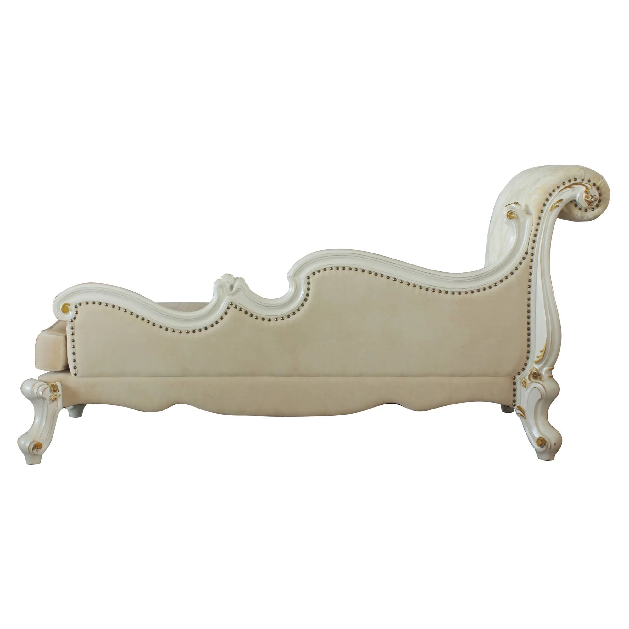 ACME Picardy One Arm Chaise with Nailheads, Antique Pearl F8625