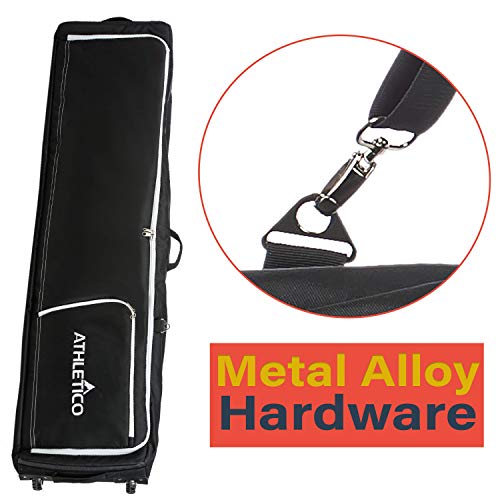 Athletico Rolling Double Ski Bag - Padded with Wheels for Air Travel B30325