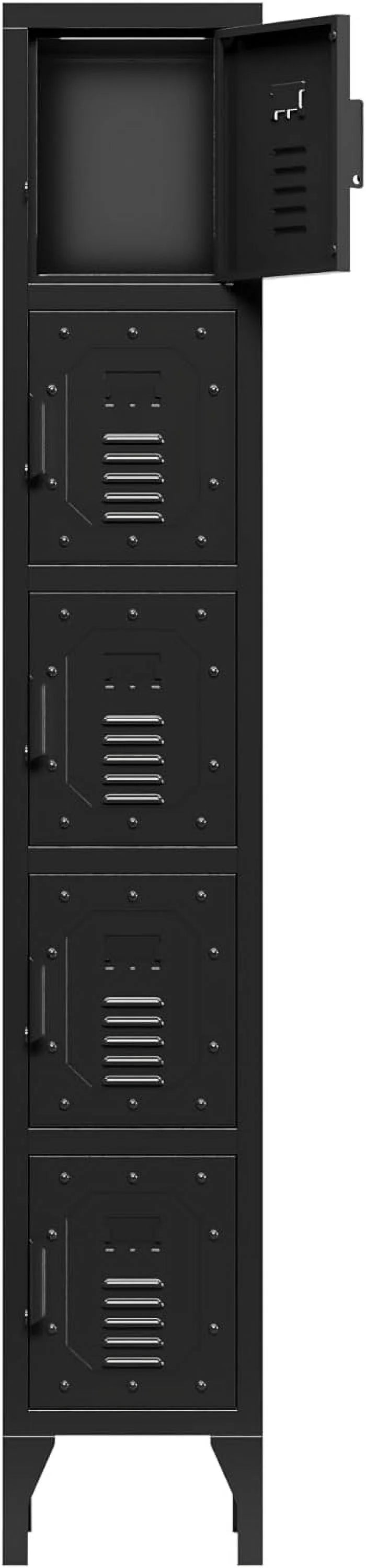 Metal Storage Cabinet 5-Door Lockable Locker 72" Tall Black U504868