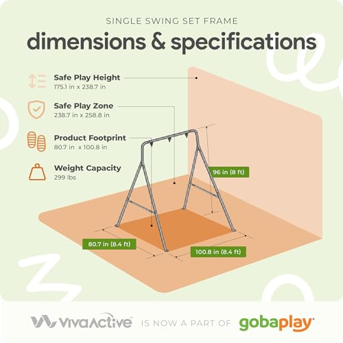 6.7’ x 8.4’ Single Swing Set Frame with 39” Round Platform Tree Swing F5373