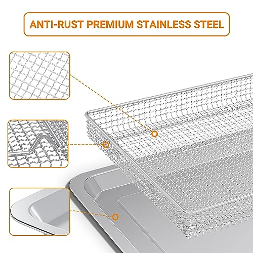Stainless Steel Baking Tray Pan and Air Fryer Basket for Cuisinart TOA-060 TOA-065 J745