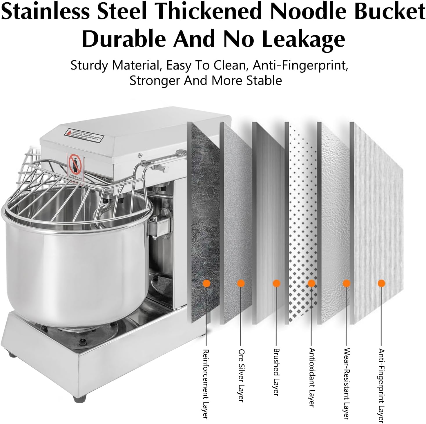 Commercial Food Mixer 10.5Qt Spiral Dough Kneading Machine with Stainless Steel Bowl Y124355