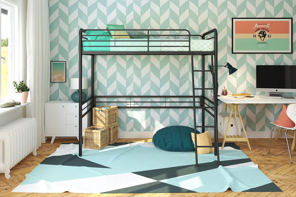 DHP Tommy Twin Metal Loft Bed, Black A7264