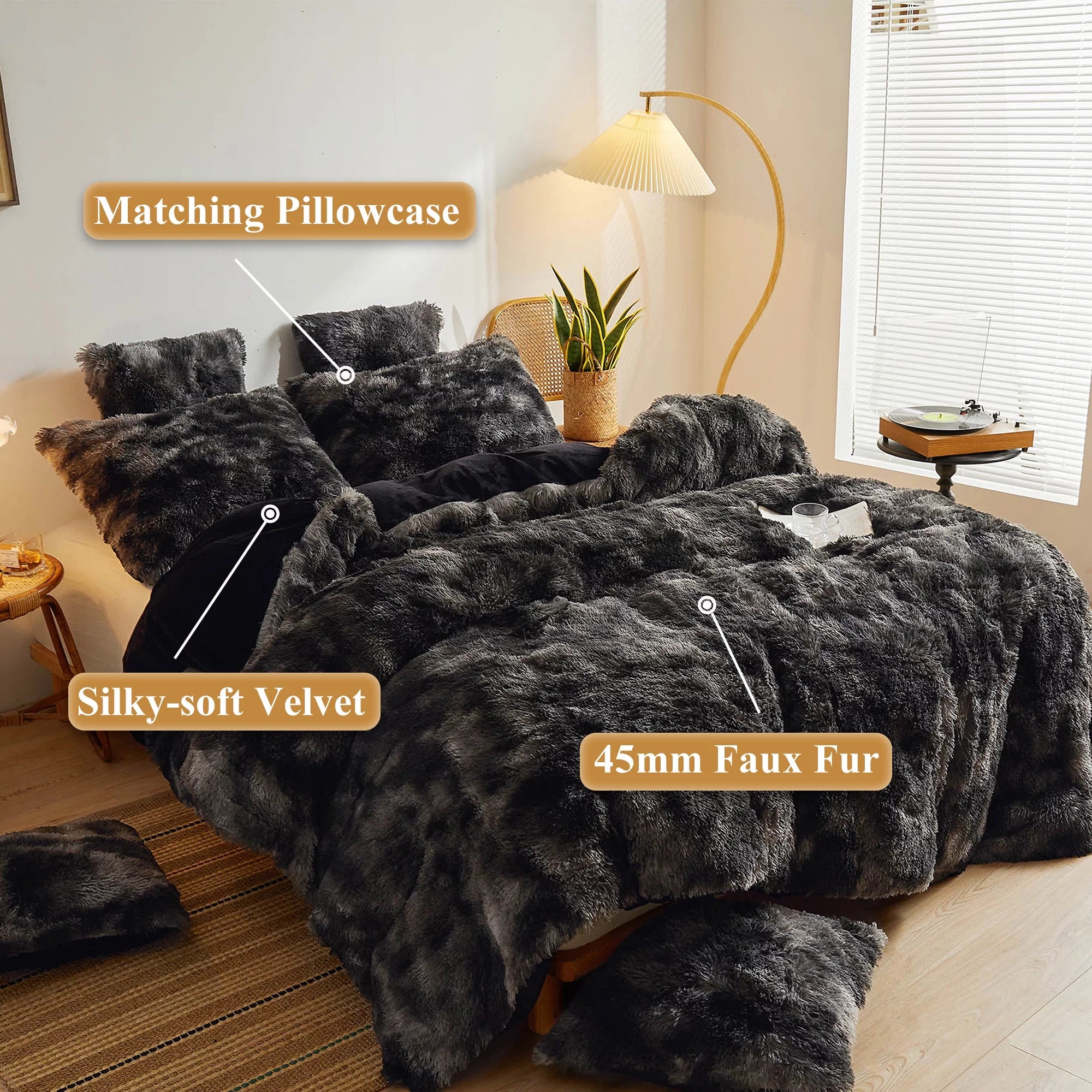 Tie Dye Plush Shaggy Duvet Cover Set Queen M2806