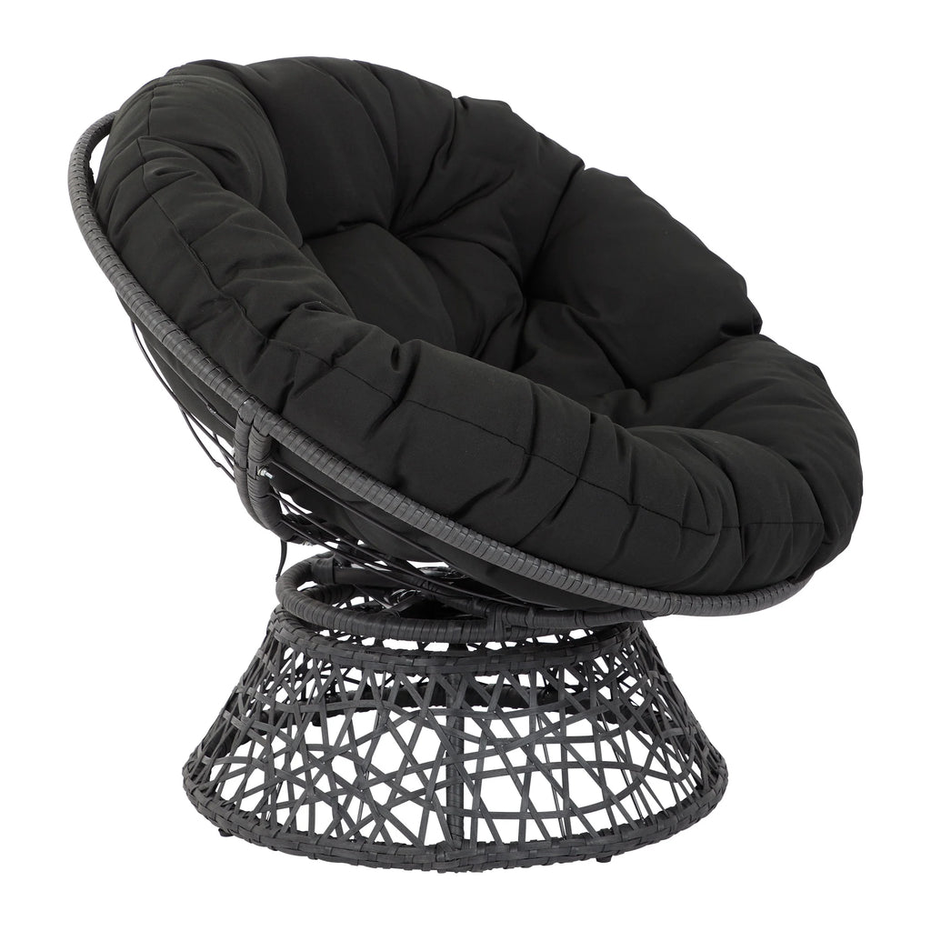 OSP Home Furnishings Papasan Chair with White Cushion and Black Frame W475806
