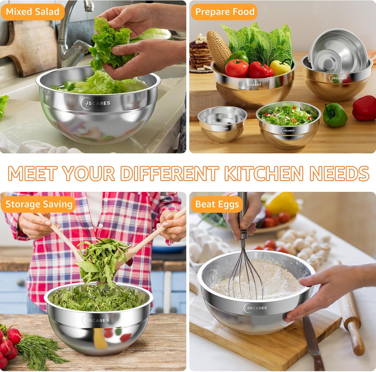 Stainless Steel Mixing Bowls with Lids, 5 Piece Set T21579