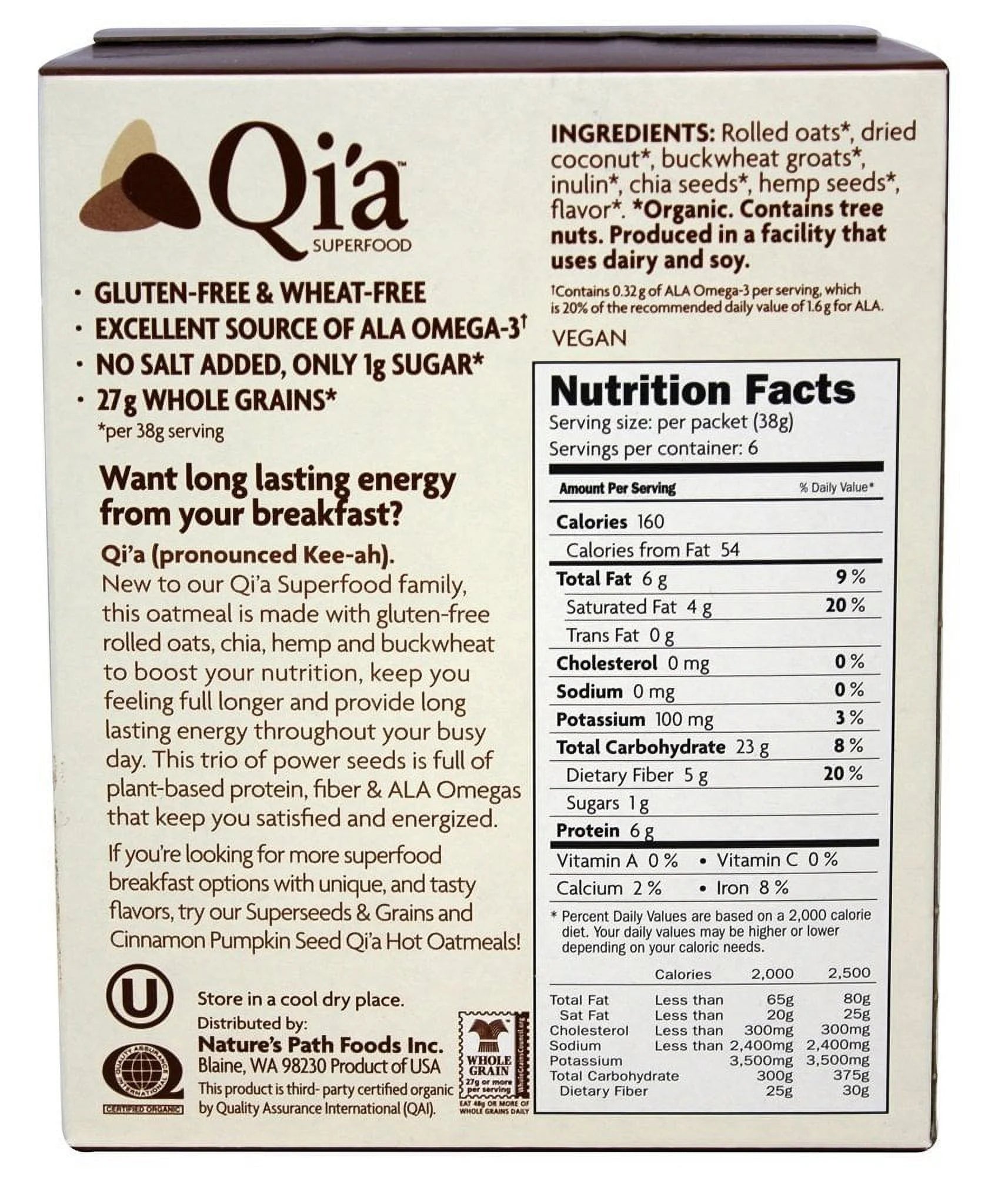 Qia Oatmeal Coconut, 8 Ounce (Pack of 6) U232