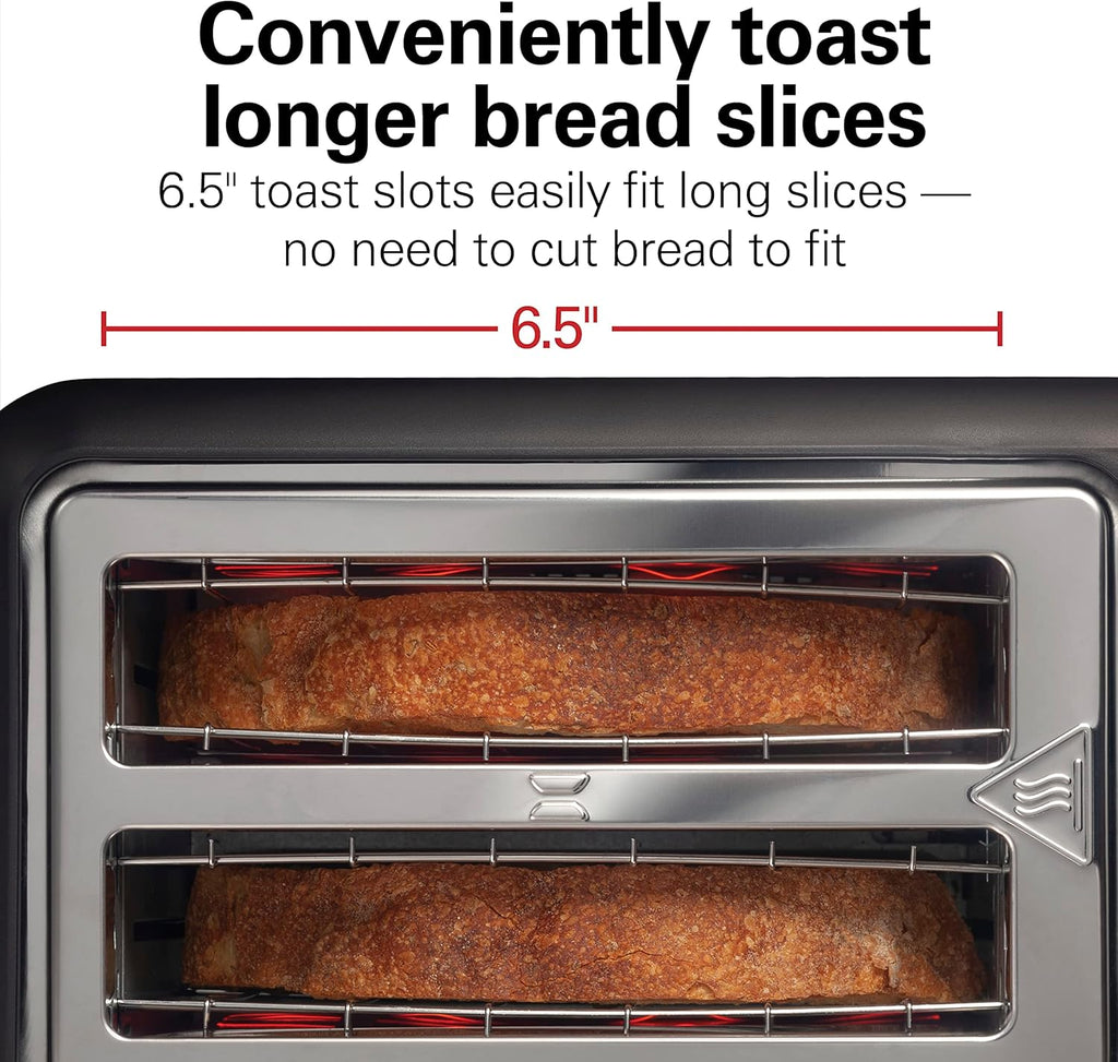 Hamilton Beach Gourmet 2 Slice Slot Toaster, Extra Long & Wide Slots, Matte Black and Stainless Steel E59353