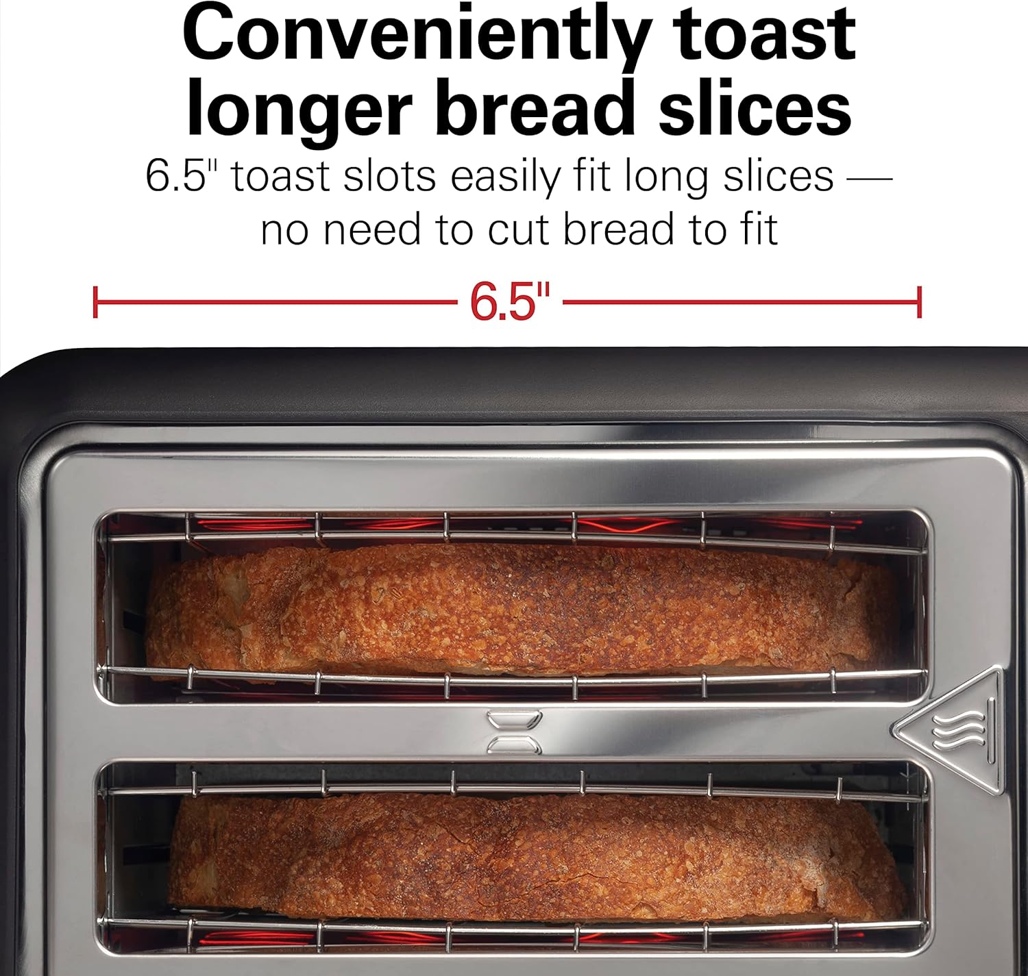 Hamilton Beach Gourmet 2 Slice Slot Toaster, Extra Long & Wide Slots, Matte Black and Stainless Steel E59353