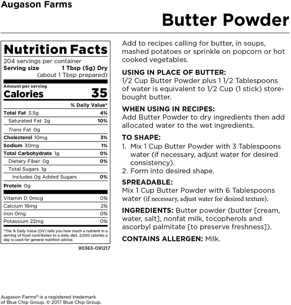 Augason Farms Butter Powder 2 lbs 4 oz No. 10 Can I91746