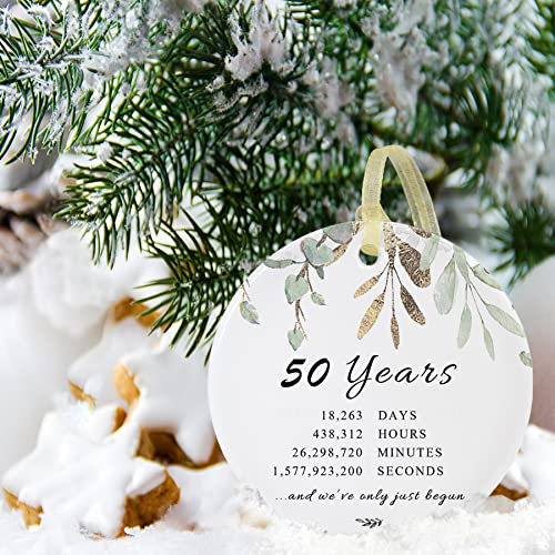 10 Years Anniversary Christmas Ornament for Couple, Ceramic Home Decor with Card and Gift Box L2035
