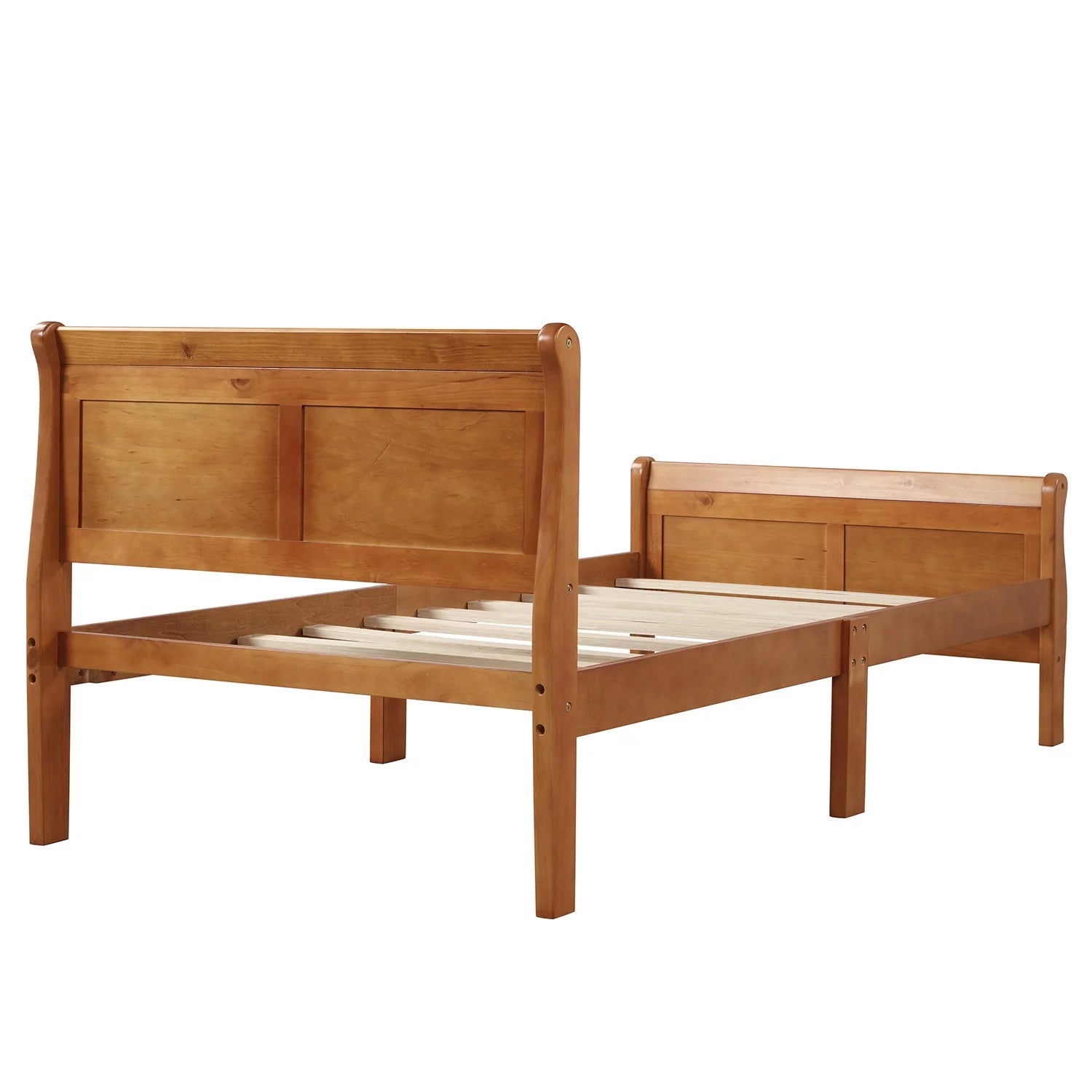 Twin Wood Platform Bed Frame with Headboard and Slat Support S385