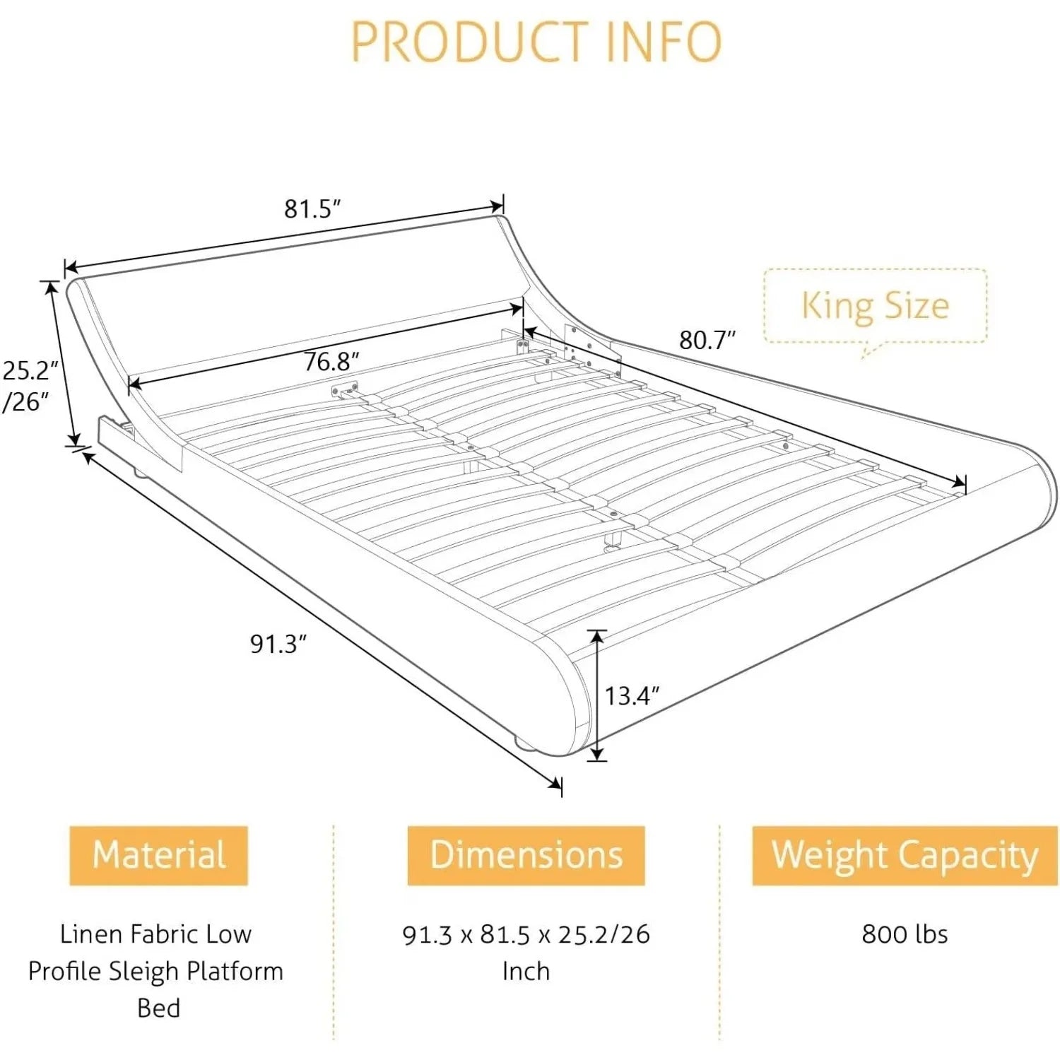 King Modern Black Faux Leather Platform Bed Frame with Headboard Y9192