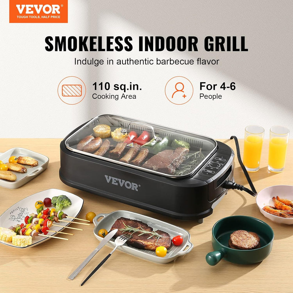 VEVOR Smokeless Indoor Grill, 1500W Electric BBQ with Non-Stick Surface Z788486