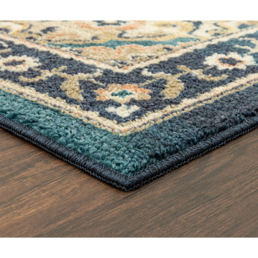 Mainstays Traditional Persian Teal Blue Print Indoor Area Rug 7x10 A4766