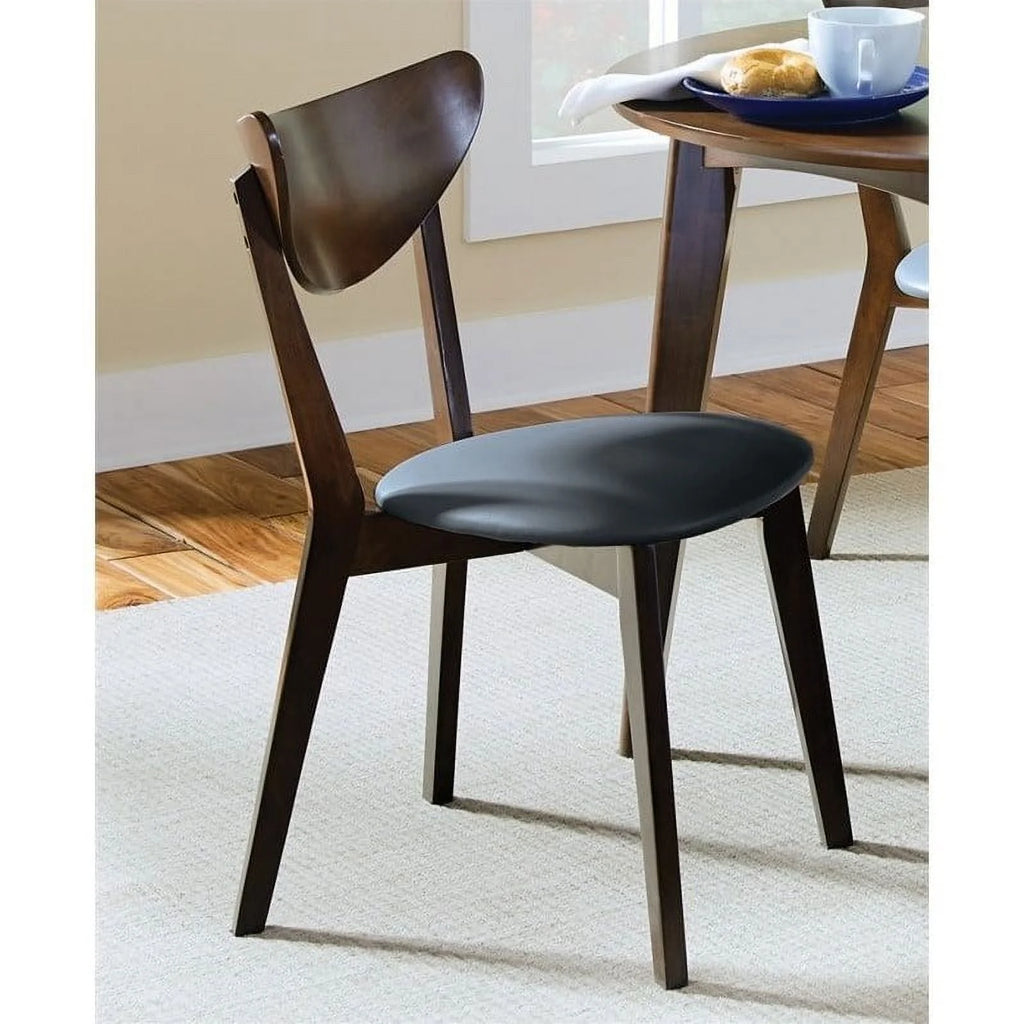 Mid Century Modern 5-Piece Dining Table Set with 4 Chairs, Dark Walnut L86113