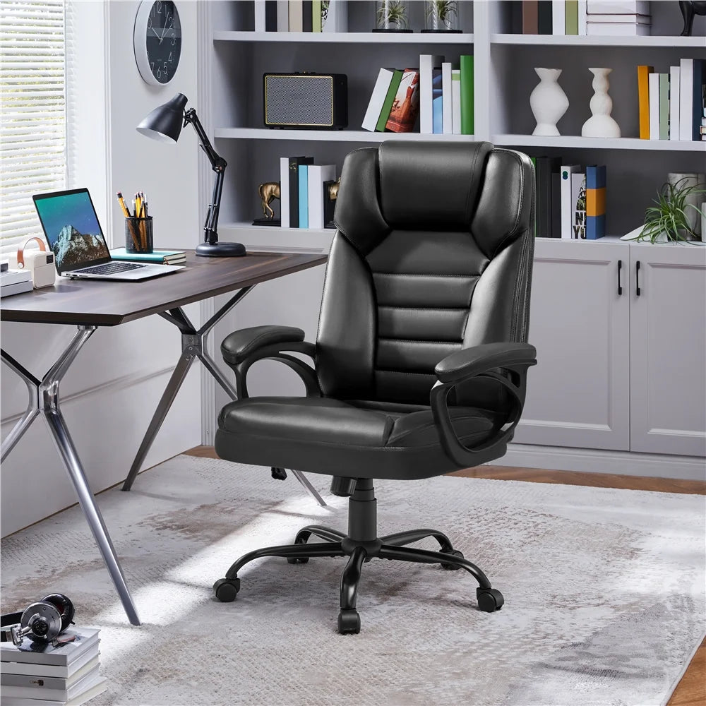 Topeakmart Faux Leather Executive Office Chair with Headrest, Black W2401