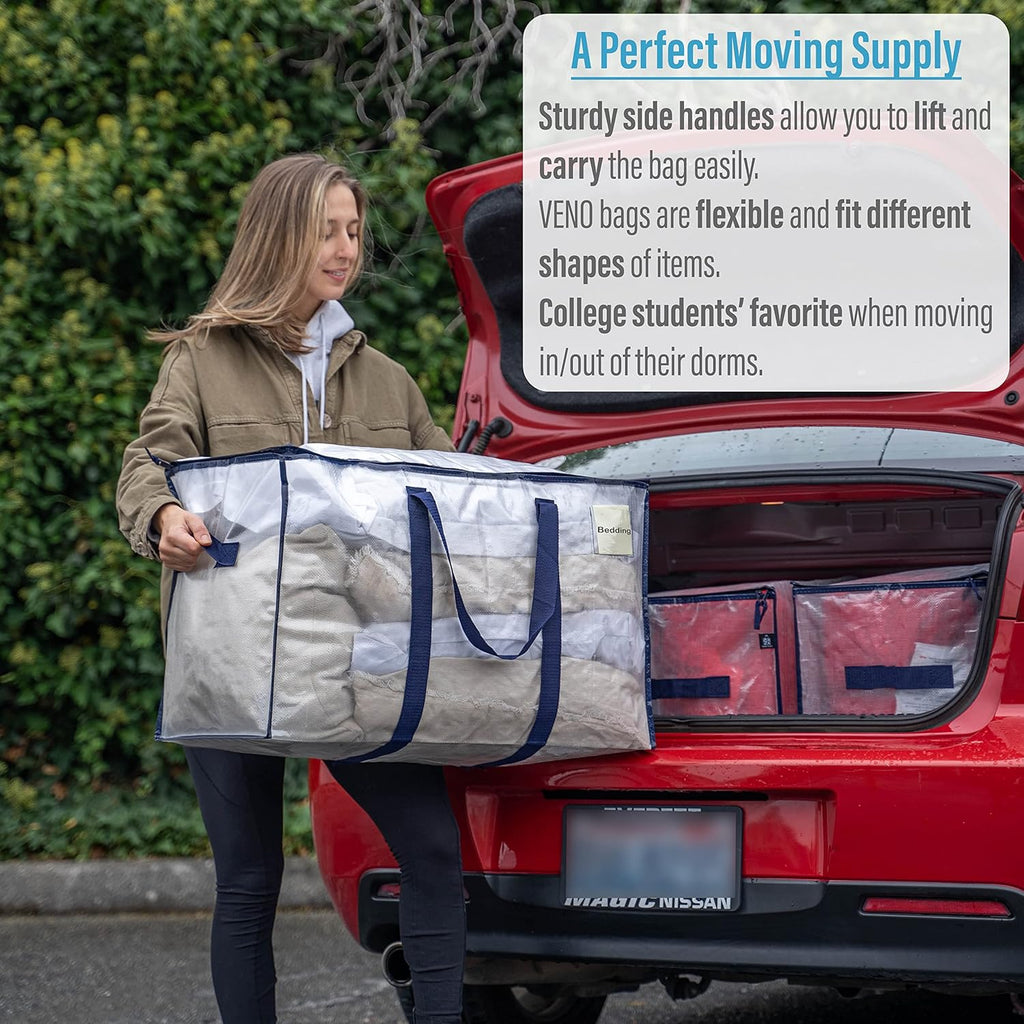 VENO 12 Pack Heavy-Duty Moving Bags with Backpack Straps and Label Pocket V563911