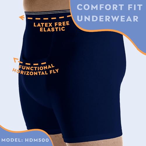 Wearever Men's Incontinence H-Fly Boxer Briefs 6 Pack Navy Small J772795