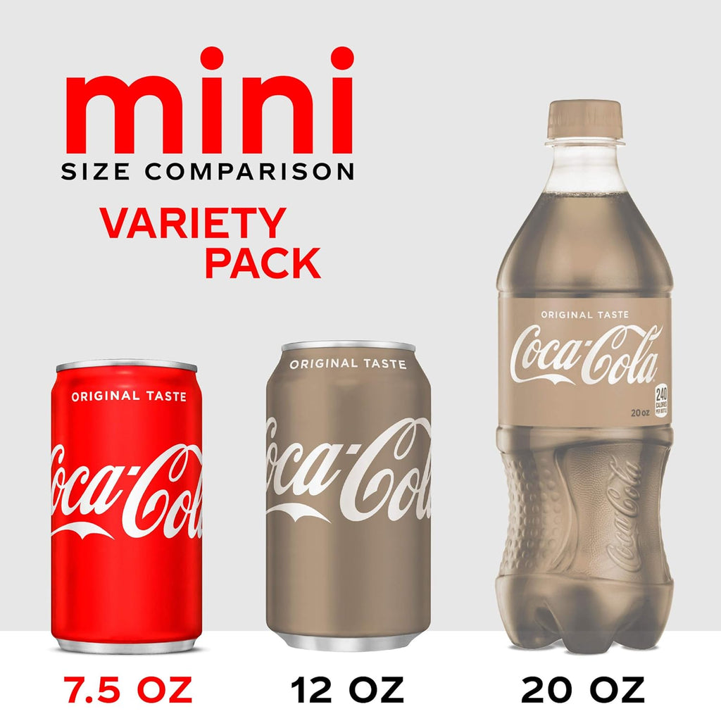 Coca-Cola Mini Can Variety Pack, 7.5 Fl Oz, Pack of 30 K3048