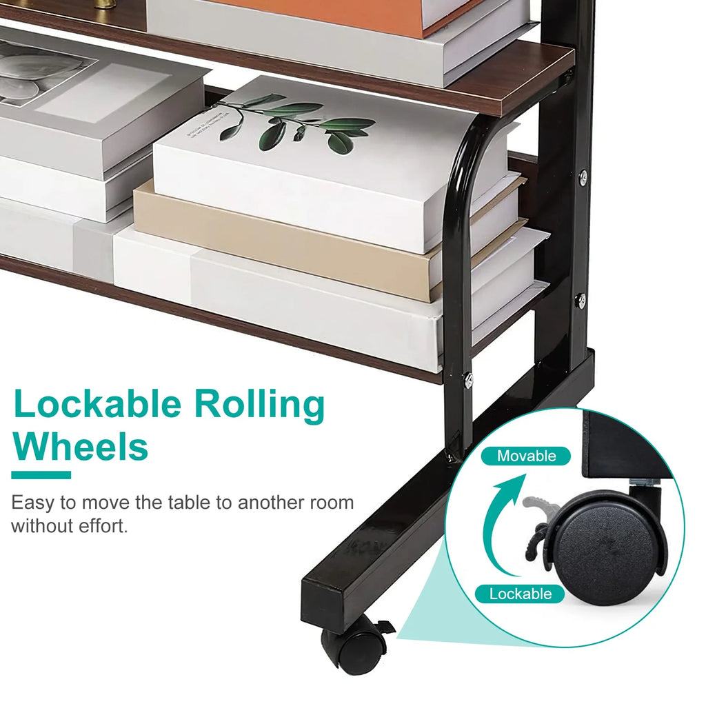 iMounTEK 3-Tier Mobile Laptop Table with Wheels, Adjustable, Beige X980600