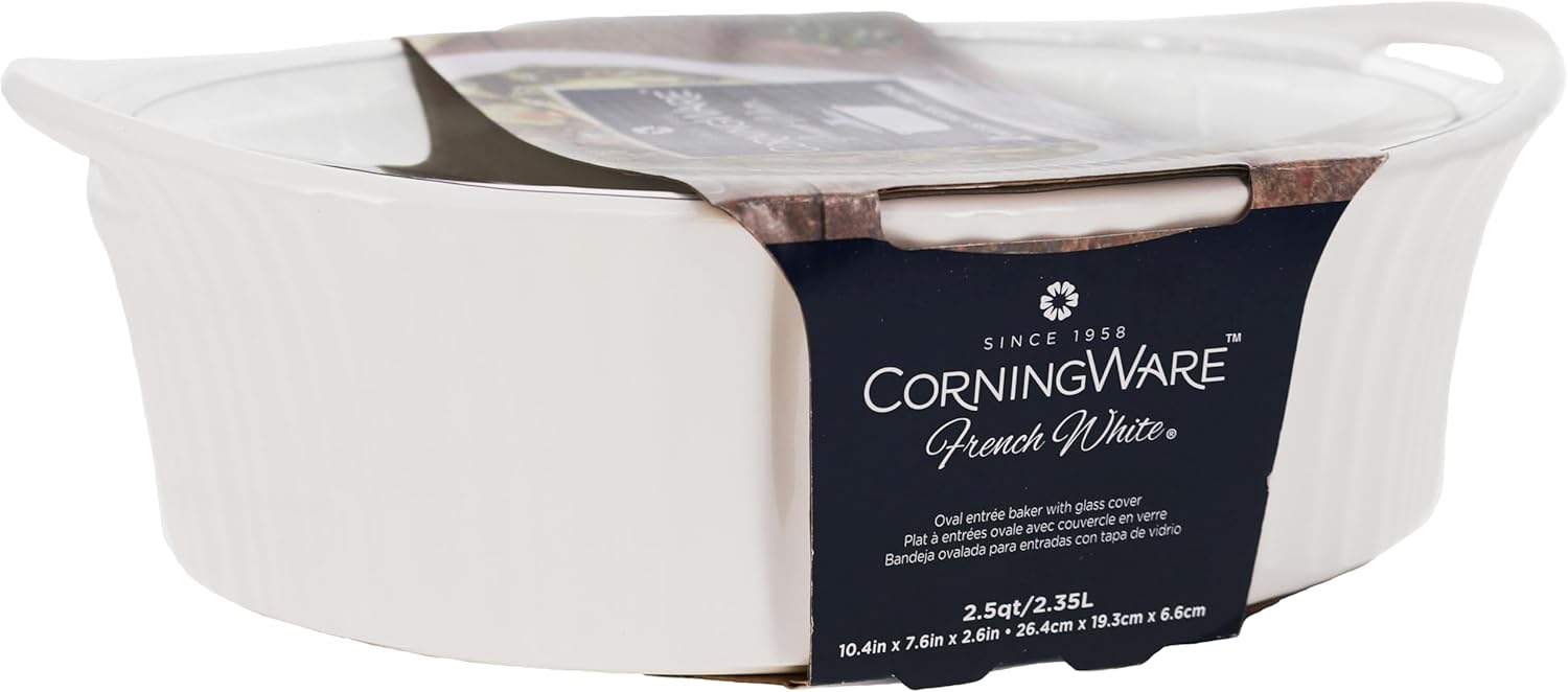 CorningWare French White 2.5-quart Oval Casserole with Glass Lid X3407
