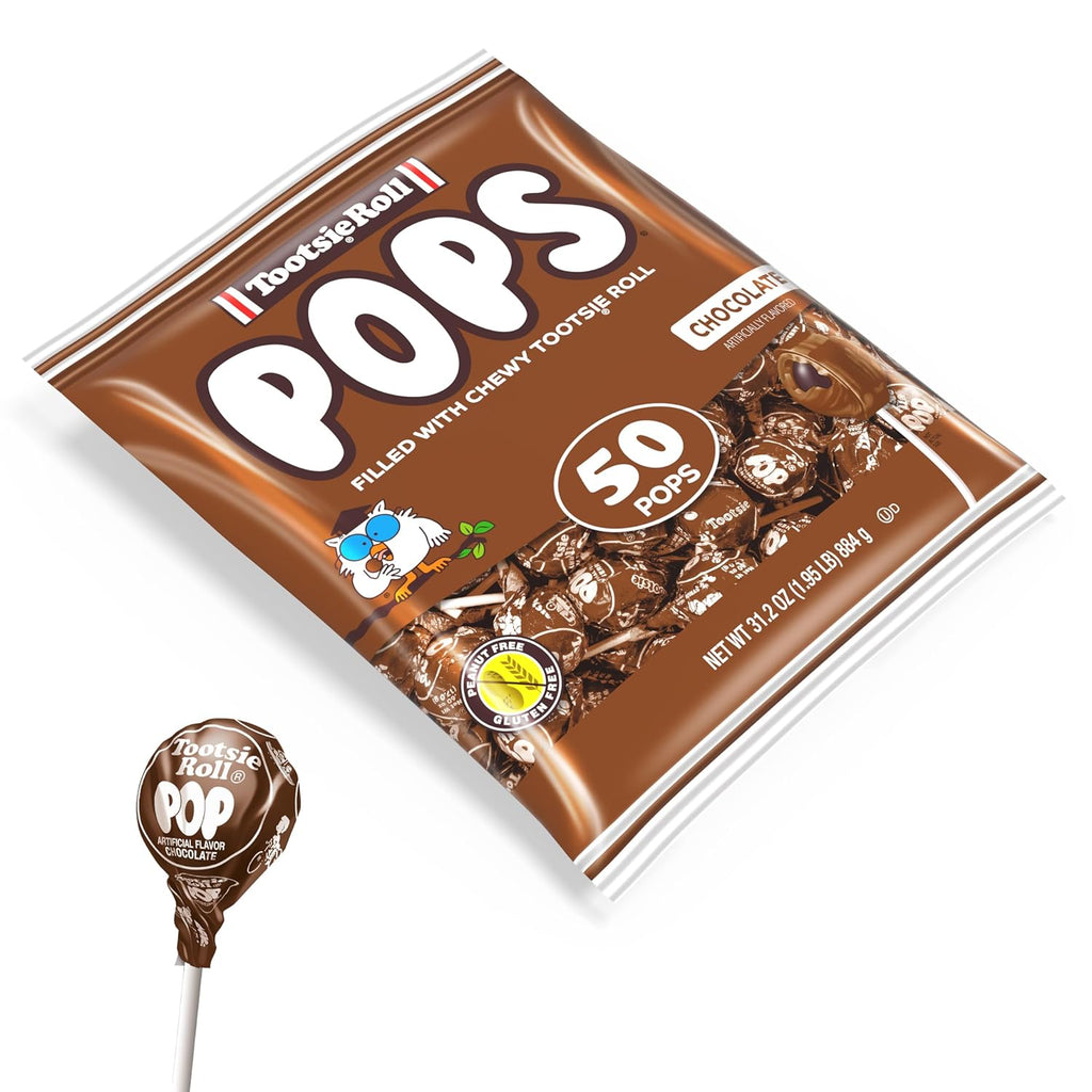 Tootsie Pops Chocolate Flavored Lollipops, Individually Wrapped, 50 Count Z906721