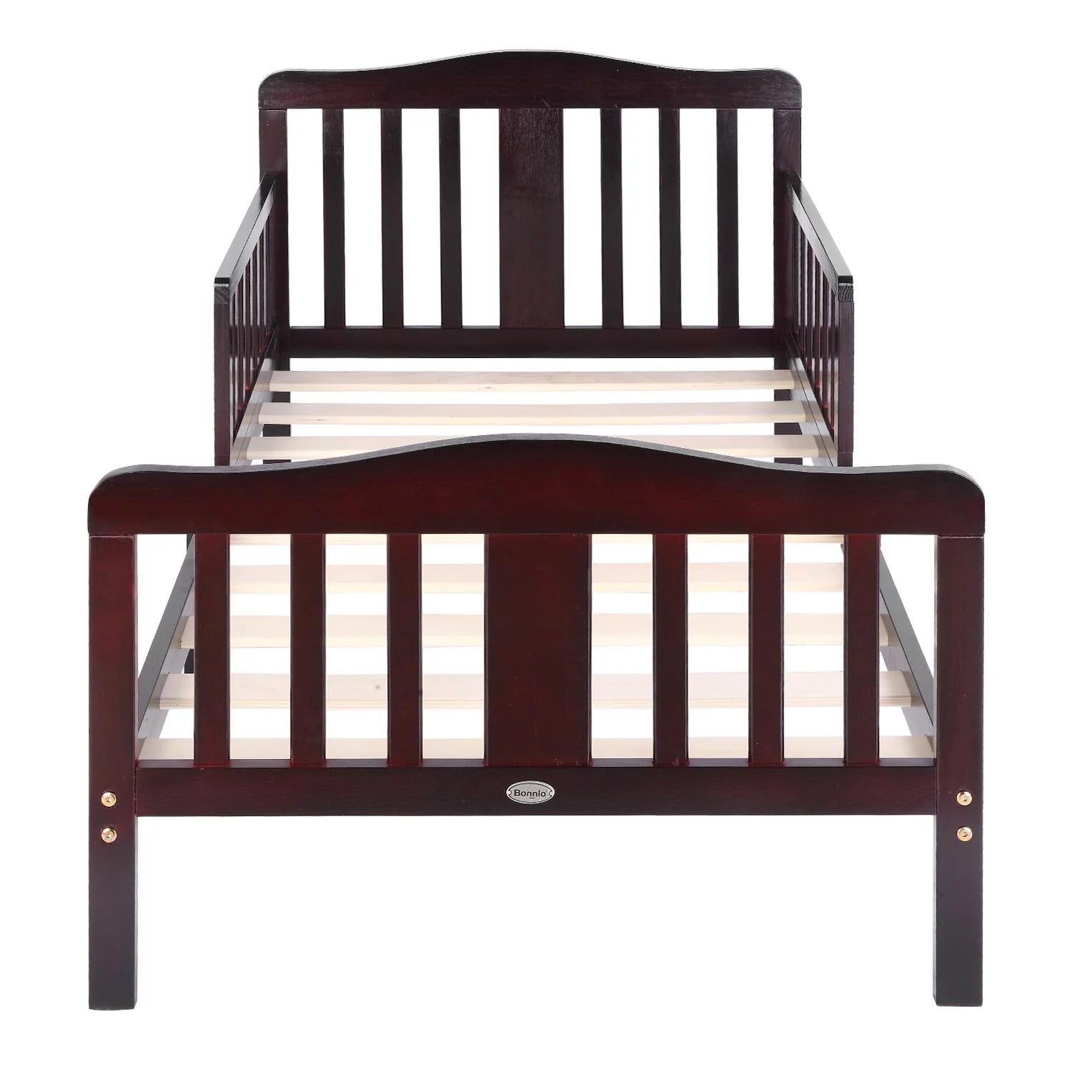 UBesGoo Toddler Wood Bed with Safety Rail Fence, Cherry Z260686
