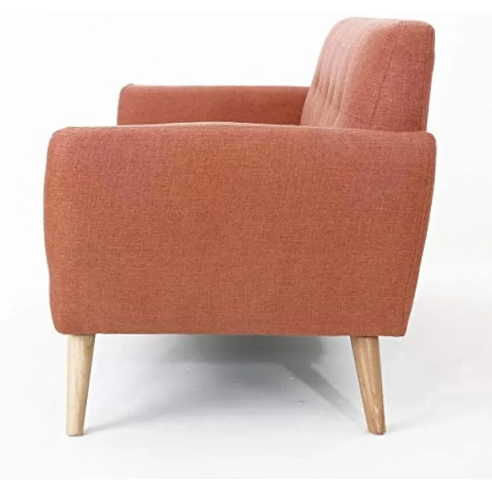Mid-Century Modern Petite Fabric Sofa Burnt Orange Z822