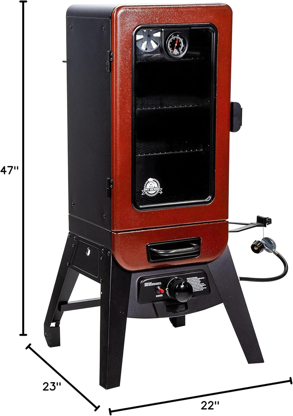 Pit Boss Grills PBV3G1 Vertical Smoker, Red Hammertone, 684 sq in P147014