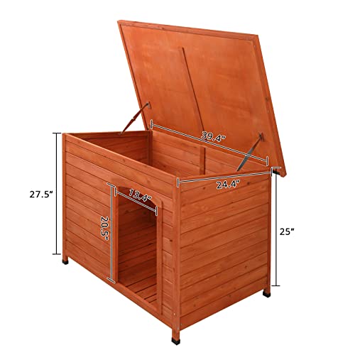 Wooden Dog Kennel 45in Outdoor Weatherproof for Small Breeds P9737
